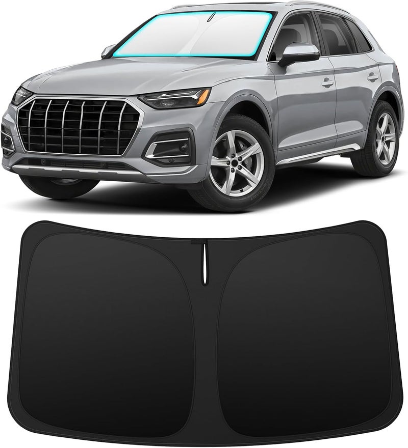 INSAUTO Foldable Windshield Sun Shade for Audi Q5 2018-2025, Heat & UV Protection Car Sunshade with Storage Bag, Keep Interior Cool & Easy Installation - Image 1